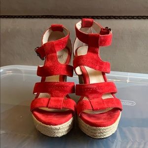 Red Ugg wedge sandals